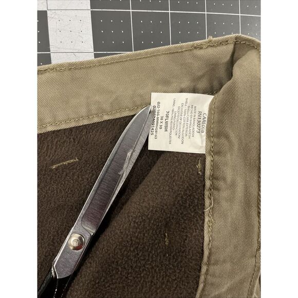 VTG Wrangler Fleece Lined Cargo Pants Mens 38x30 Brown Work / Hunt Field‎ - Picture 1 of 9